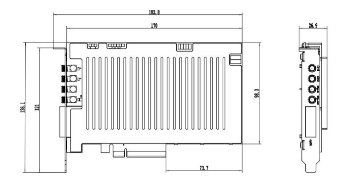 mechanical dimensions of the 250M DAS capture card